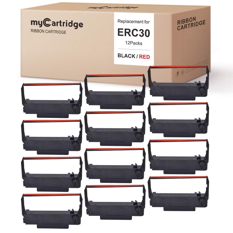 myCartridge ERC30 ERC-30 ERC 30 34 38 B/R Compatible with Ribbon Cartridge for use in ERC38 NK506 (Black Red, 12-Pack) - Image 1